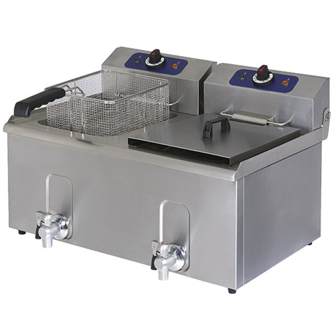 Friteuse Électrique De Table Avec Robinet De Vidange, Capacité De L'Huile 10+10 Litres, 1276G